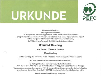 Stadt erhält PEFC-Zertifikat für Waldbewirtschaftung